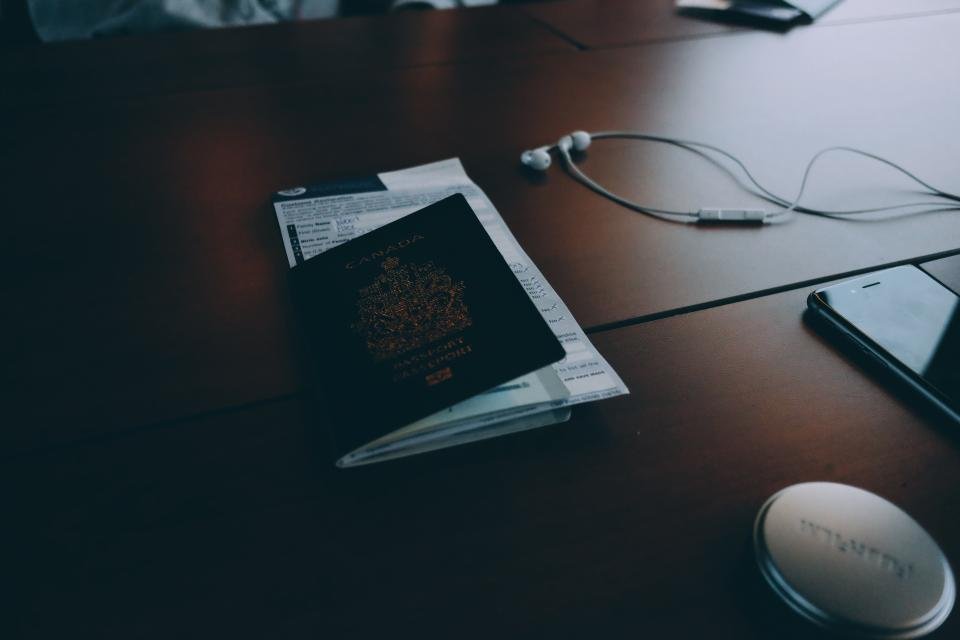 Passport and travel documents for a Schengen visa application